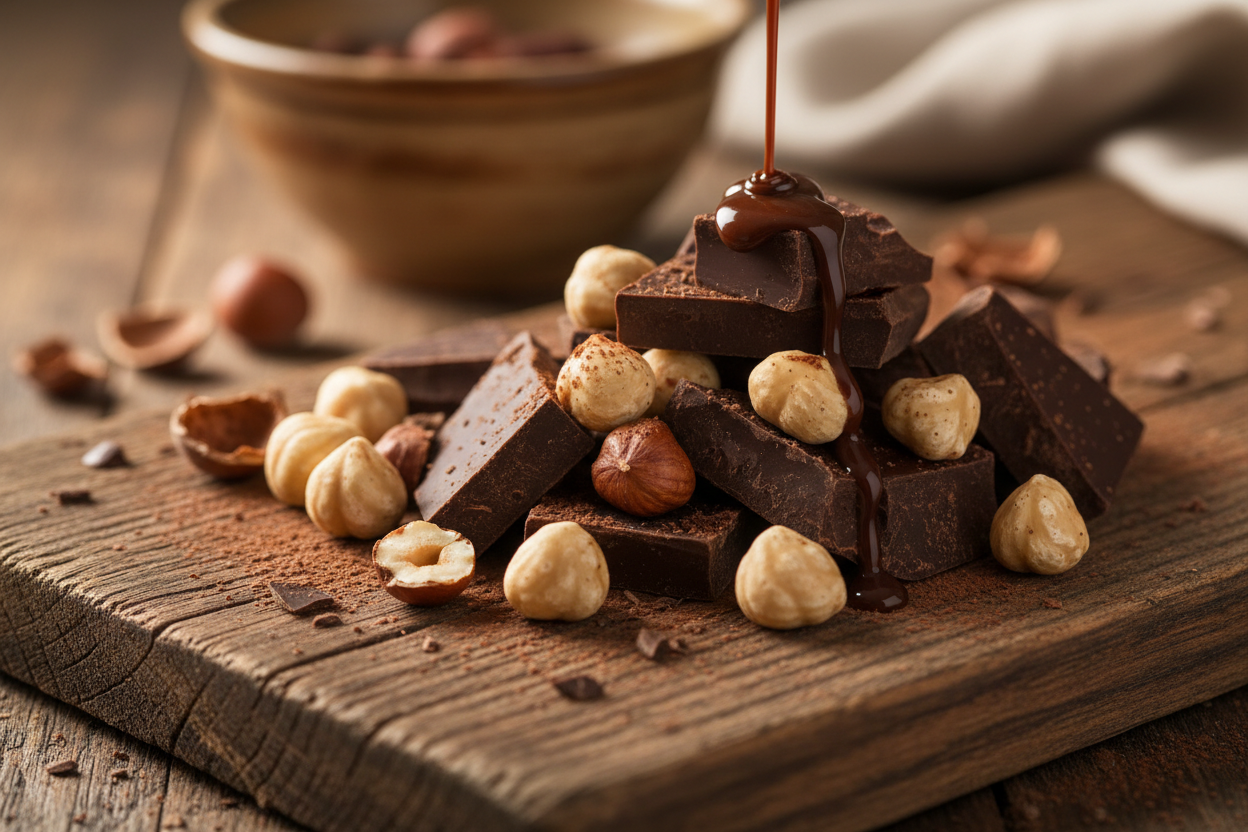 Hazelnuts and chocolate